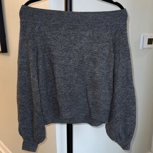 H&M Heather Gray Off-Shoulder Sweater